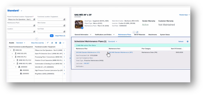 Example view of the new Asset Overview app